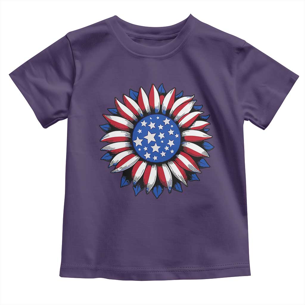 Sunflower American Flag Toddler T Shirt Floral USA 4th of July Merica - Wonder Print Shop