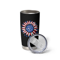 Sunflower American Flag Tumbler Cup Floral USA 4th of July Merica - Wonder Print Shop