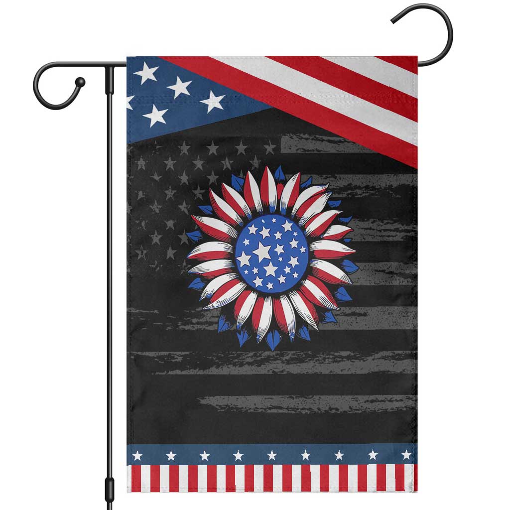 Sunflower American Flag Garden Flag Floral USA 4th of July Merica