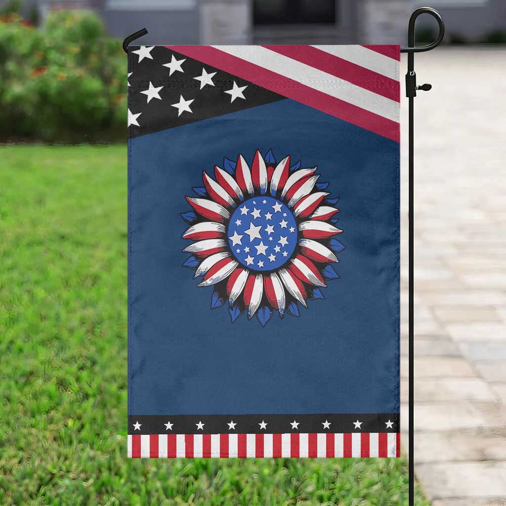 Sunflower American Flag Garden Flag Floral USA 4th of July Merica