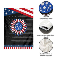 Sunflower American Flag Garden Flag Floral USA 4th of July Merica