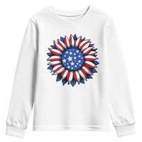 Sunflower American Flag Youth Sweatshirt Floral USA 4th of July Merica - Wonder Print Shop