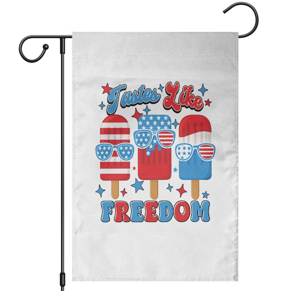 4th of July American Flag Popsicle Garden Flag Tastes Like Freedom Patriotic Funny - Wonder Print Shop