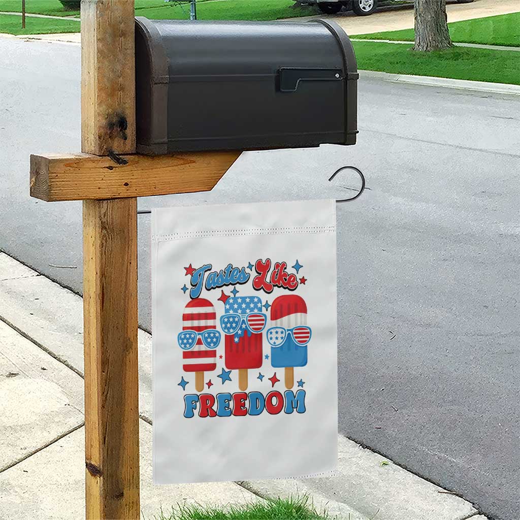 4th of July American Flag Popsicle Garden Flag Tastes Like Freedom Patriotic Funny - Wonder Print Shop