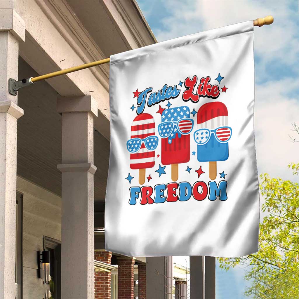 4th of July American Flag Popsicle Garden Flag Tastes Like Freedom Patriotic Funny - Wonder Print Shop