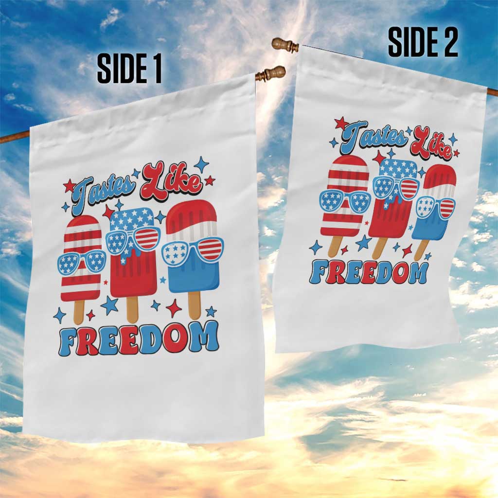 4th of July American Flag Popsicle Garden Flag Tastes Like Freedom Patriotic Funny - Wonder Print Shop