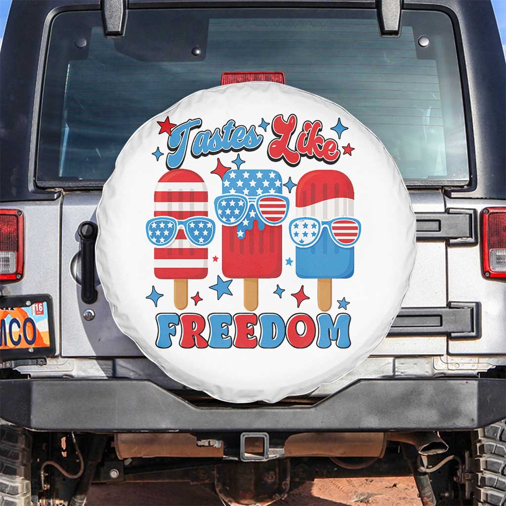 4th of July American Flag Popsicle Spare Tire Cover Tastes Like Freedom Patriotic Funny - Wonder Print Shop