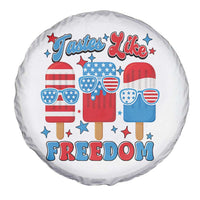 4th of July American Flag Popsicle Spare Tire Cover Tastes Like Freedom Patriotic Funny - Wonder Print Shop