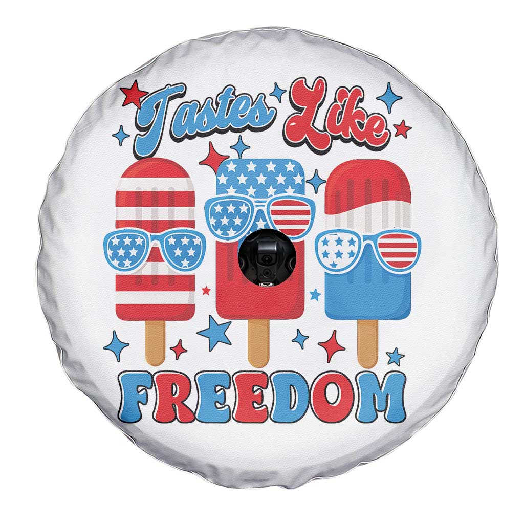 4th of July American Flag Popsicle Spare Tire Cover Tastes Like Freedom Patriotic Funny - Wonder Print Shop