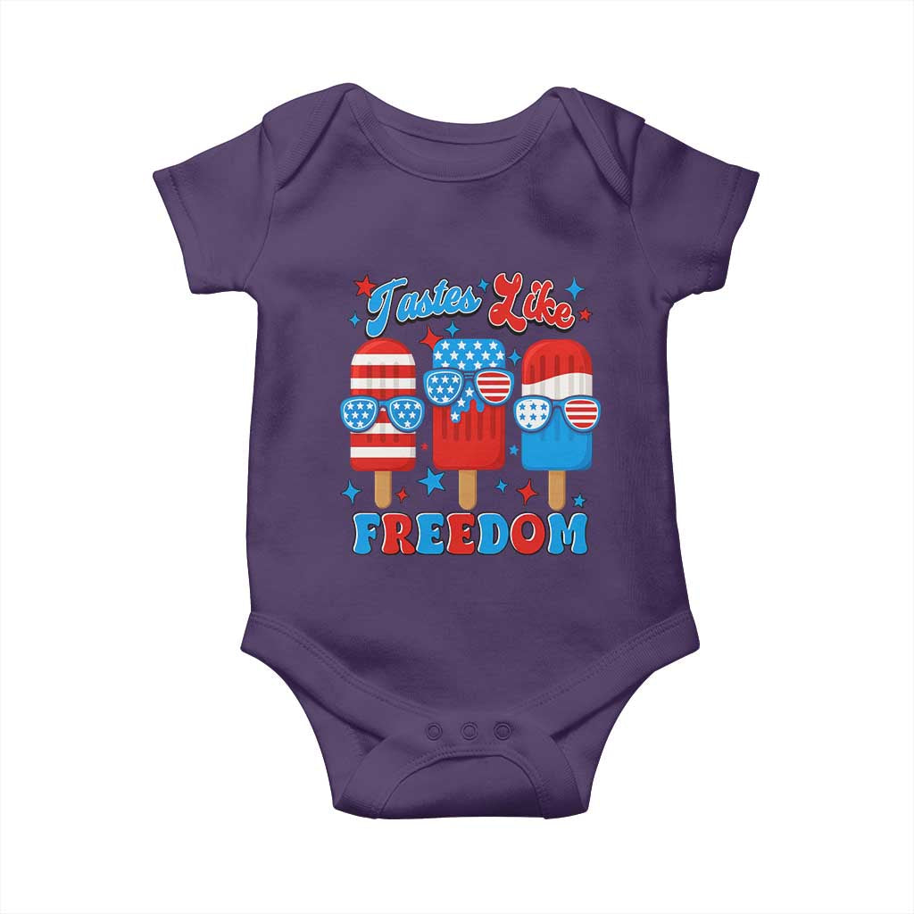 4th of July American Flag Popsicle Baby Onesie Tastes Like Freedom Patriotic Funny - Wonder Print Shop