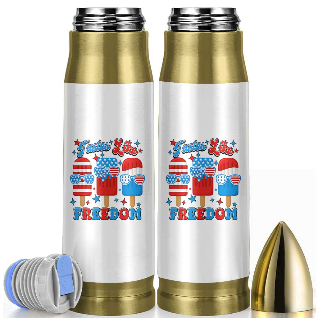 4th of July American Flag Popsicle Bullet Tumbler Tastes Like Freedom Patriotic Funny - Wonder Print Shop