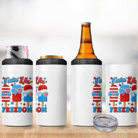 4th of July American Flag Popsicle 4 in 1 Can Cooler Tumbler Tastes Like Freedom Patriotic Funny - Wonder Print Shop