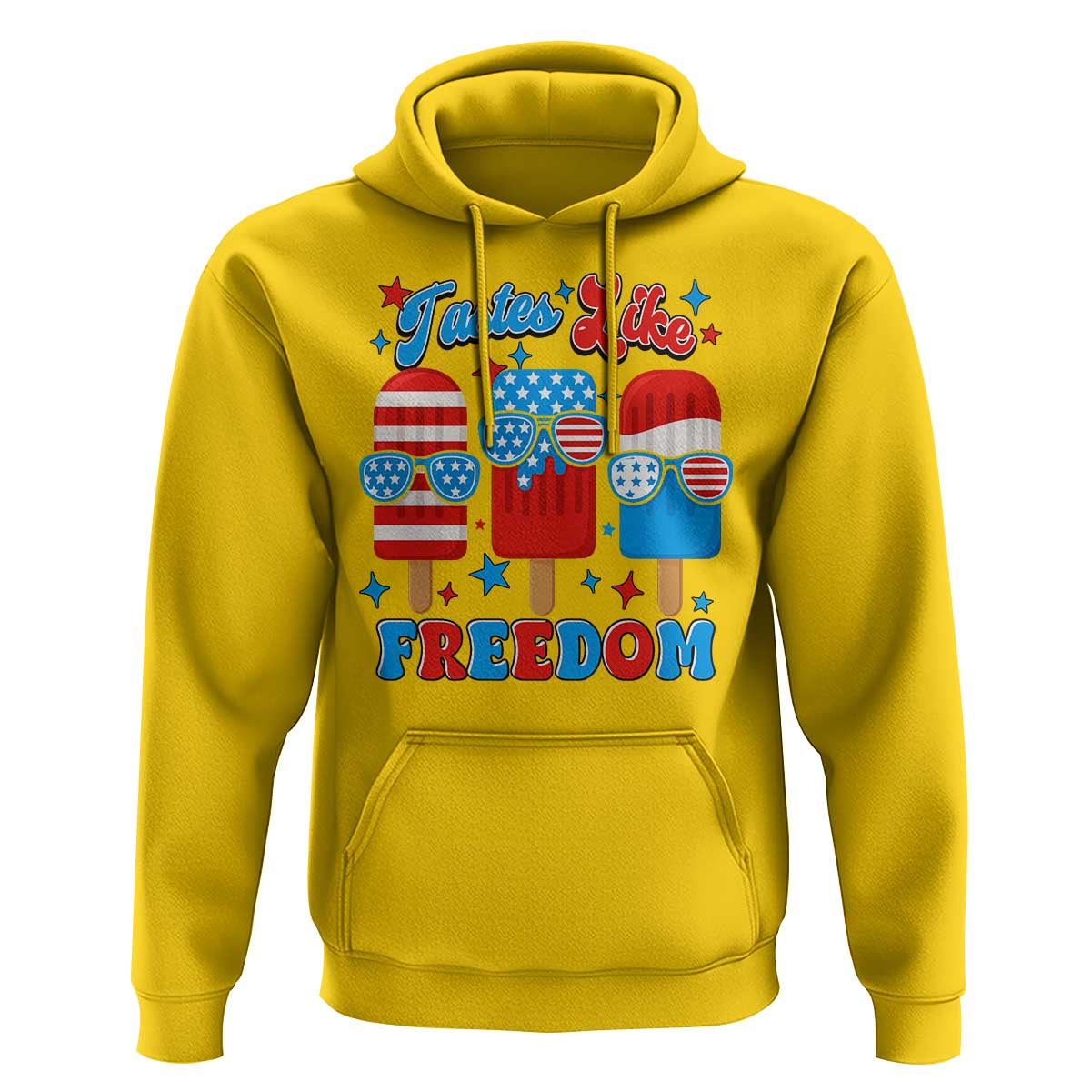4th of July American Flag Popsicle Hoodie Tastes Like Freedom Patriotic Funny - Wonder Print Shop