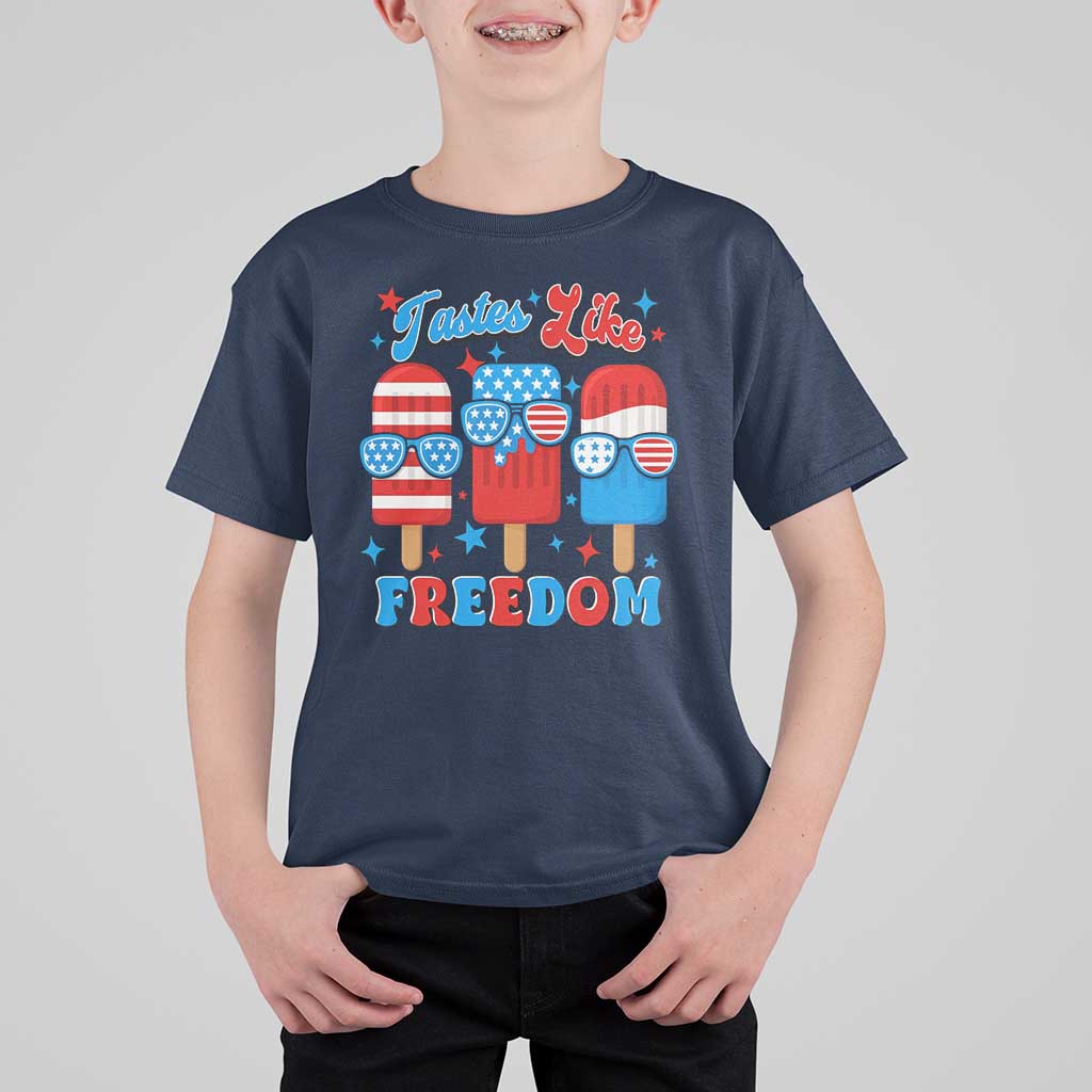 4th of July American Flag Popsicle T Shirt For Kid Tastes Like Freedom Patriotic Funny - Wonder Print Shop