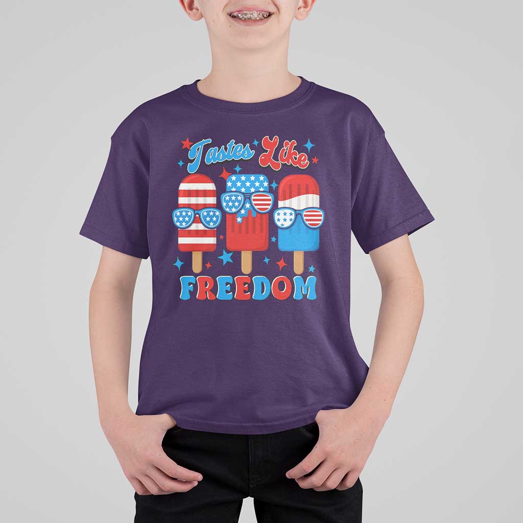 4th of July American Flag Popsicle T Shirt For Kid Tastes Like Freedom Patriotic Funny - Wonder Print Shop