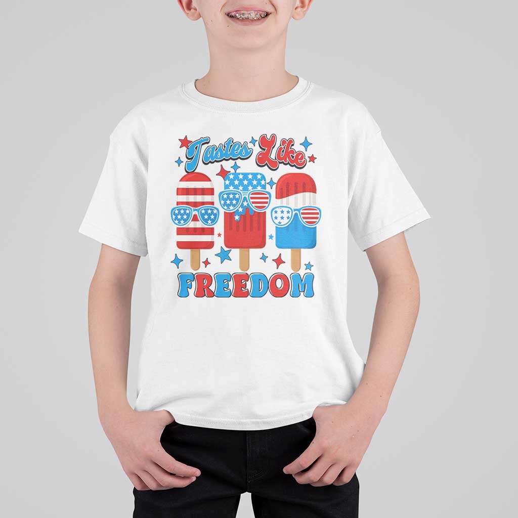 4th of July American Flag Popsicle T Shirt For Kid Tastes Like Freedom Patriotic Funny - Wonder Print Shop