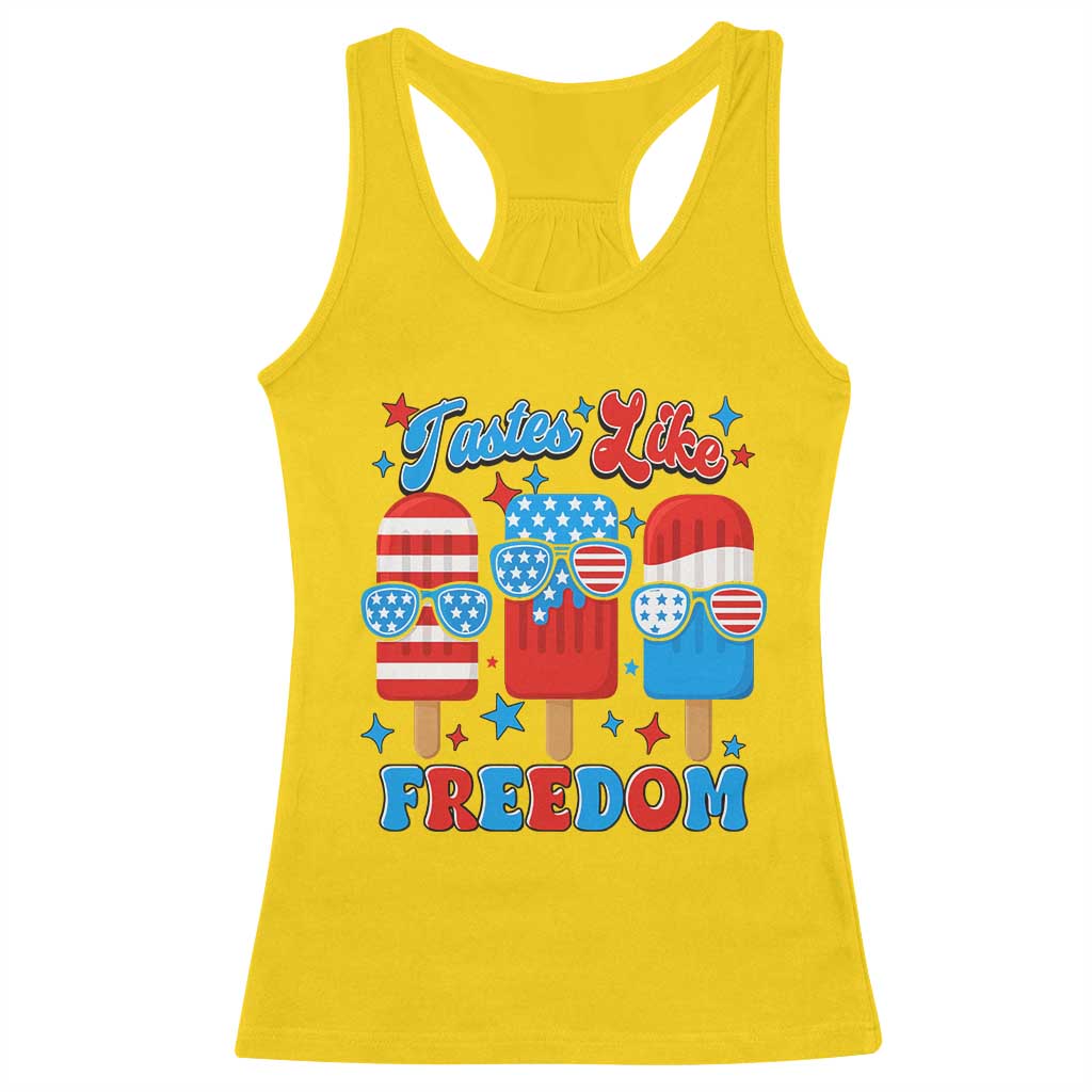 4th of July American Flag Popsicle Racerback Tank Top Tastes Like Freedom Patriotic Funny - Wonder Print Shop