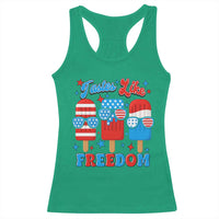 4th of July American Flag Popsicle Racerback Tank Top Tastes Like Freedom Patriotic Funny - Wonder Print Shop