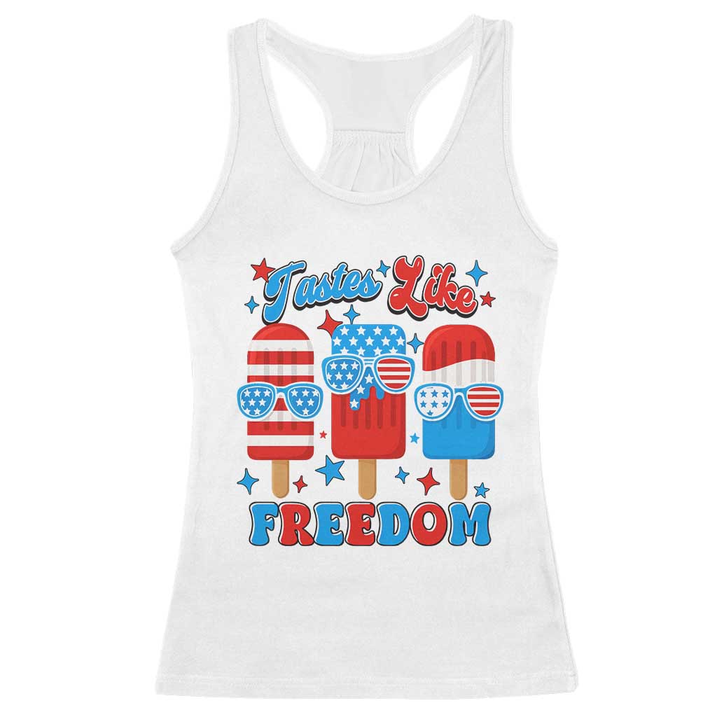4th of July American Flag Popsicle Racerback Tank Top Tastes Like Freedom Patriotic Funny - Wonder Print Shop