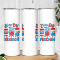 4th of July American Flag Popsicle Skinny Tumbler Tastes Like Freedom Patriotic Funny - Wonder Print Shop