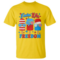 4th of July American Flag Popsicle T Shirt Tastes Like Freedom Patriotic Funny - Wonder Print Shop