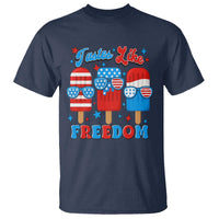 4th of July American Flag Popsicle T Shirt Tastes Like Freedom Patriotic Funny - Wonder Print Shop