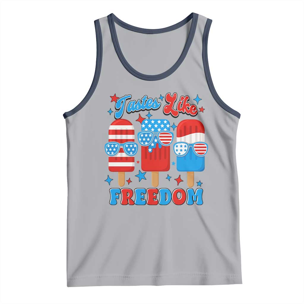 4th of July American Flag Popsicle Tank Top Tastes Like Freedom Patriotic Funny - Wonder Print Shop