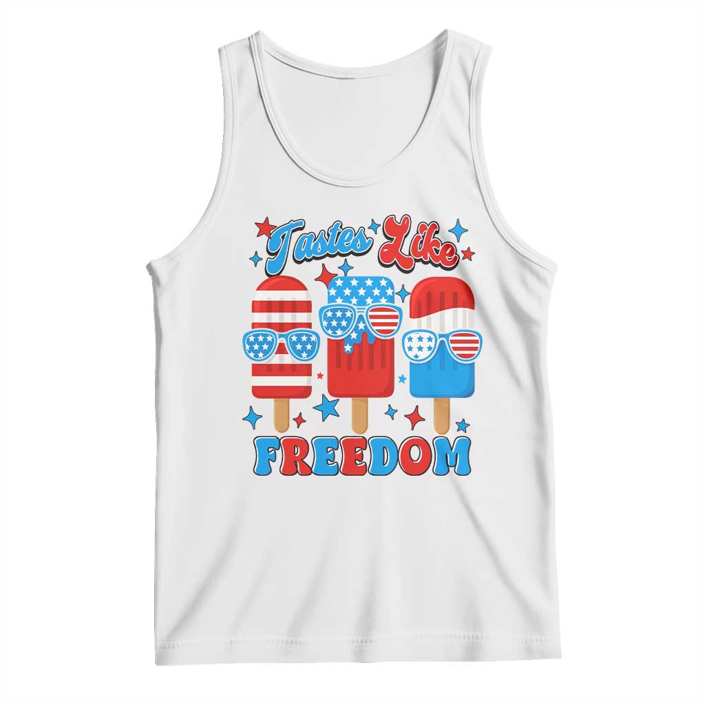 4th of July American Flag Popsicle Tank Top Tastes Like Freedom Patriotic Funny - Wonder Print Shop
