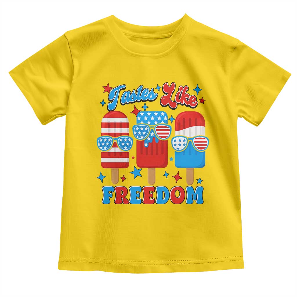 4th of July American Flag Popsicle Toddler T Shirt Tastes Like Freedom Patriotic Funny - Wonder Print Shop