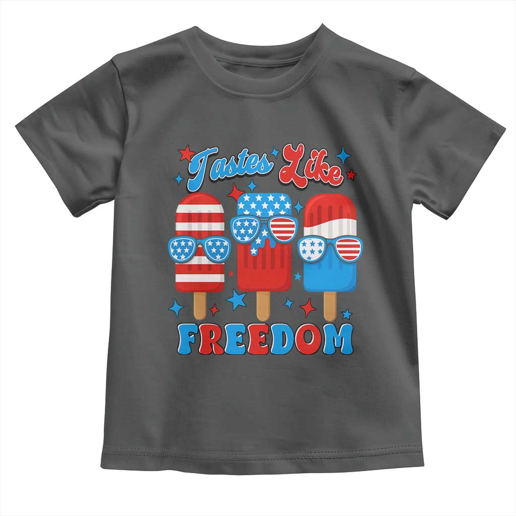 4th of July American Flag Popsicle Toddler T Shirt Tastes Like Freedom Patriotic Funny - Wonder Print Shop