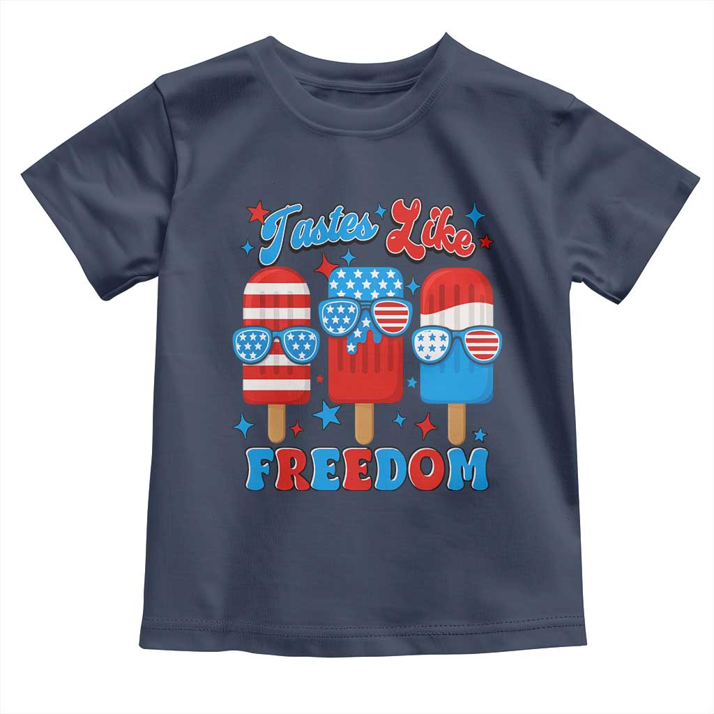 4th of July American Flag Popsicle Toddler T Shirt Tastes Like Freedom Patriotic Funny - Wonder Print Shop
