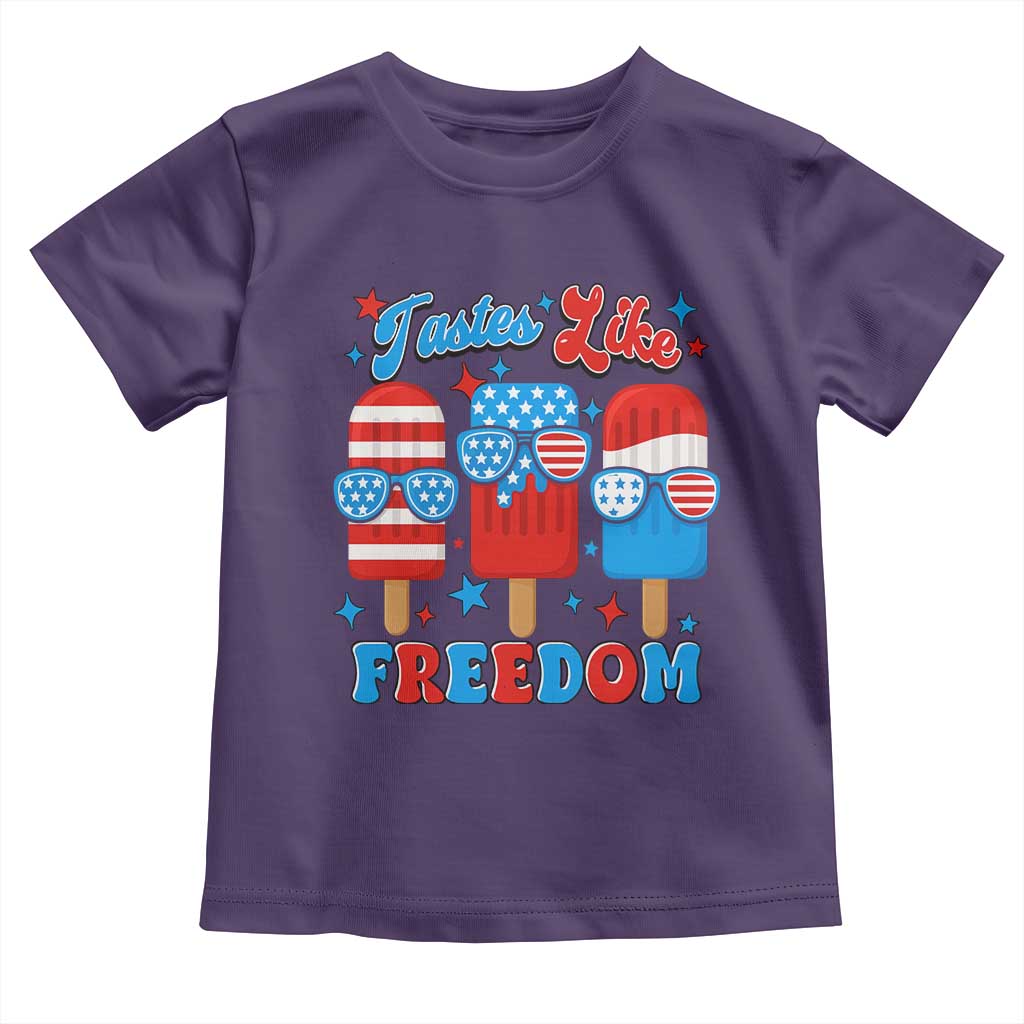 4th of July American Flag Popsicle Toddler T Shirt Tastes Like Freedom Patriotic Funny - Wonder Print Shop