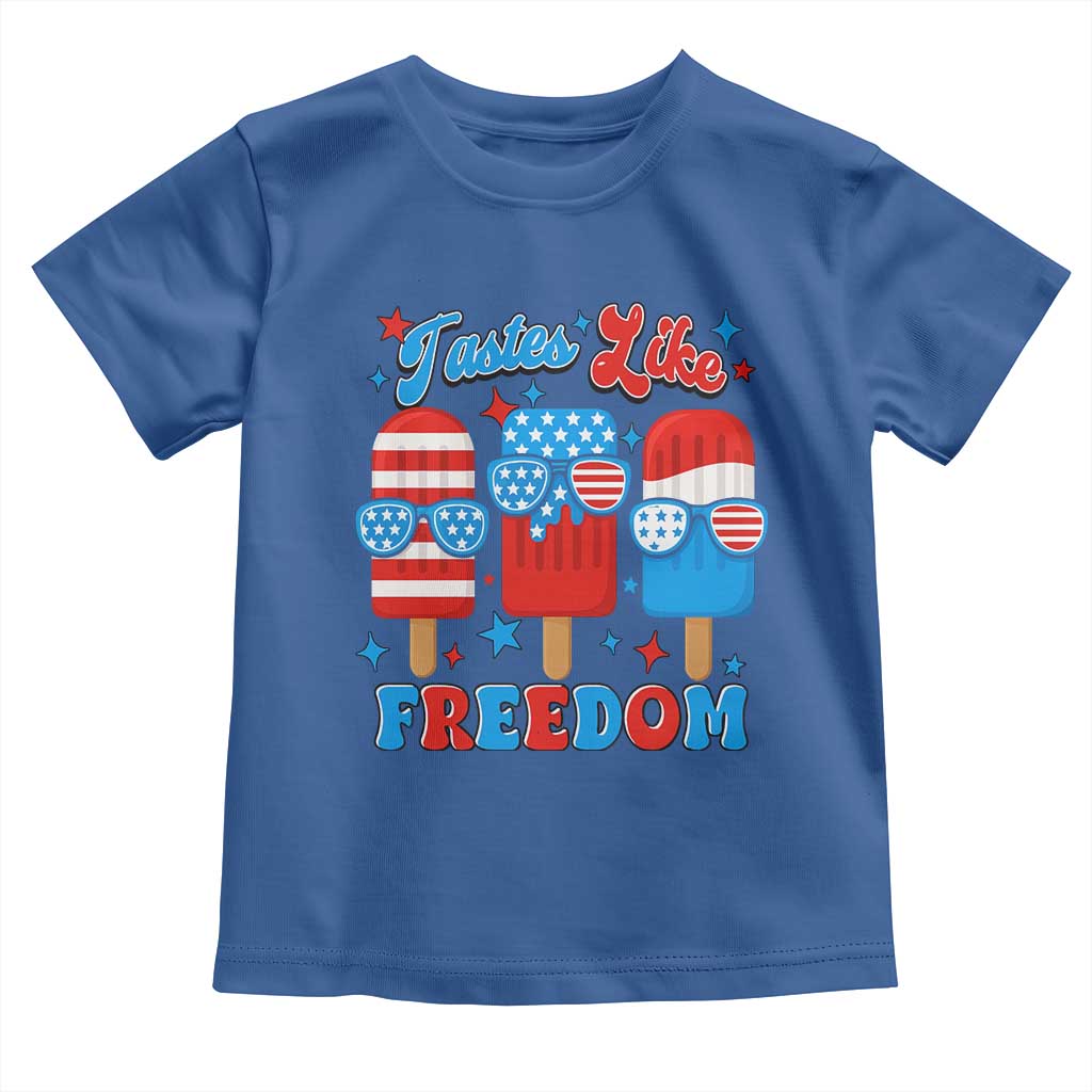 4th of July American Flag Popsicle Toddler T Shirt Tastes Like Freedom Patriotic Funny - Wonder Print Shop