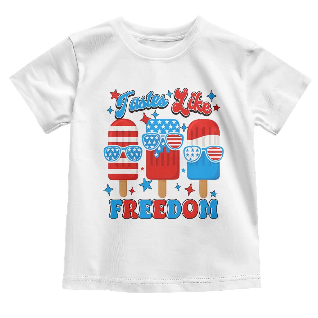 4th of July American Flag Popsicle Toddler T Shirt Tastes Like Freedom Patriotic Funny - Wonder Print Shop
