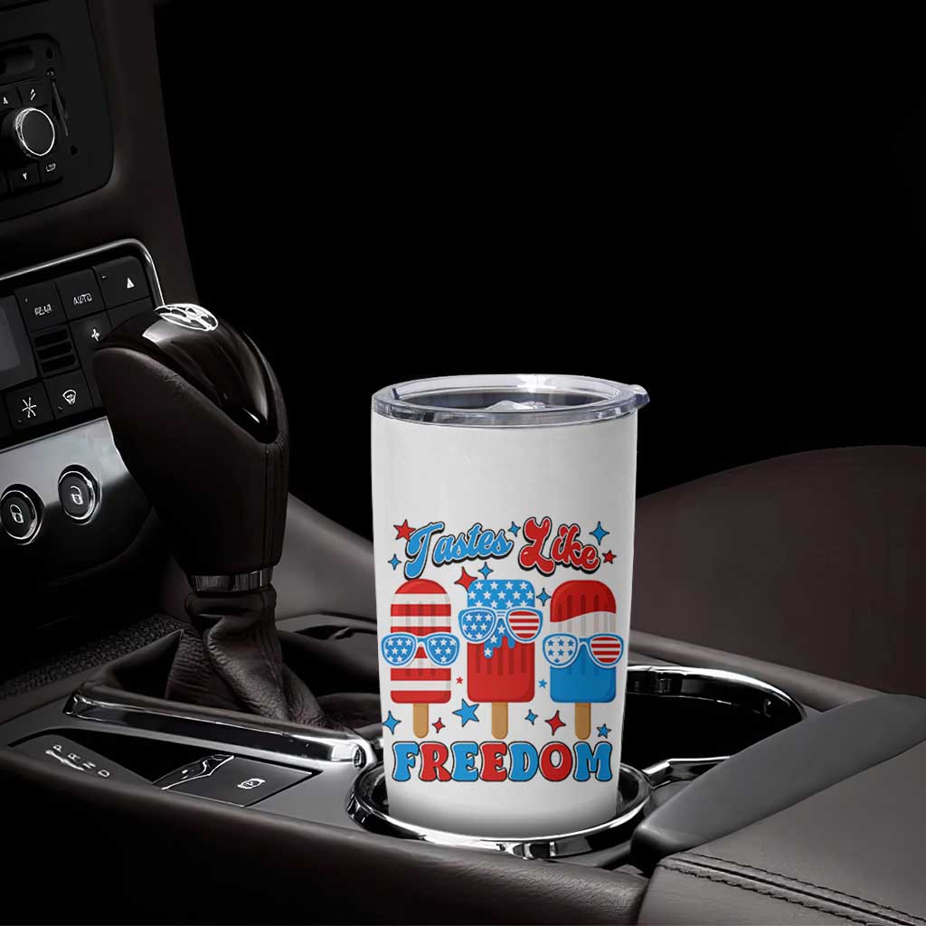 4th of July American Flag Popsicle Tumbler Cup Tastes Like Freedom Patriotic Funny - Wonder Print Shop