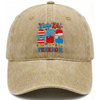 4th of July American Flag Popsicle Washed Cotton Baseball Cap Tastes Like Freedom Patriotic Funny