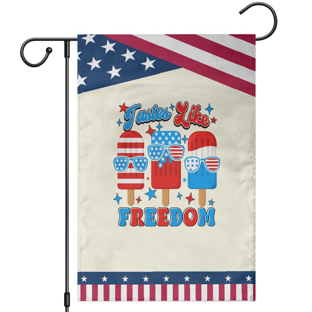 4th of July American Flag Popsicle Garden Flag Tastes Like Freedom Patriotic Funny