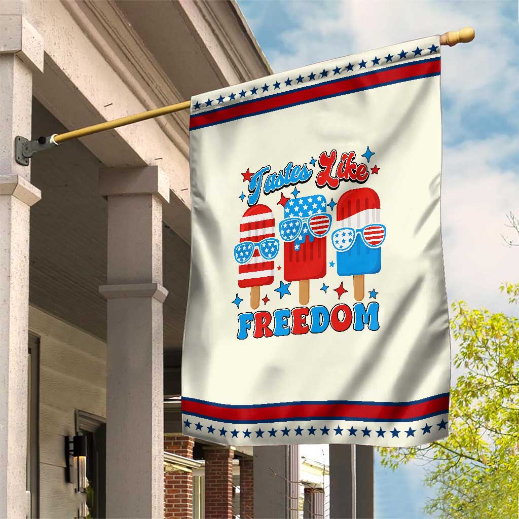 4th of July American Flag Popsicle Garden Flag Tastes Like Freedom Patriotic Funny