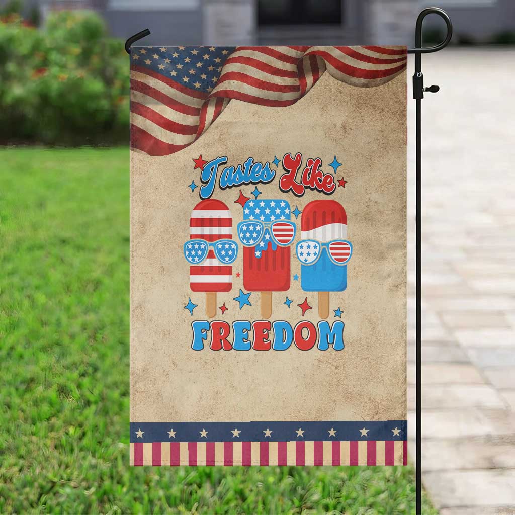 4th of July American Flag Popsicle Garden Flag Tastes Like Freedom Patriotic Funny