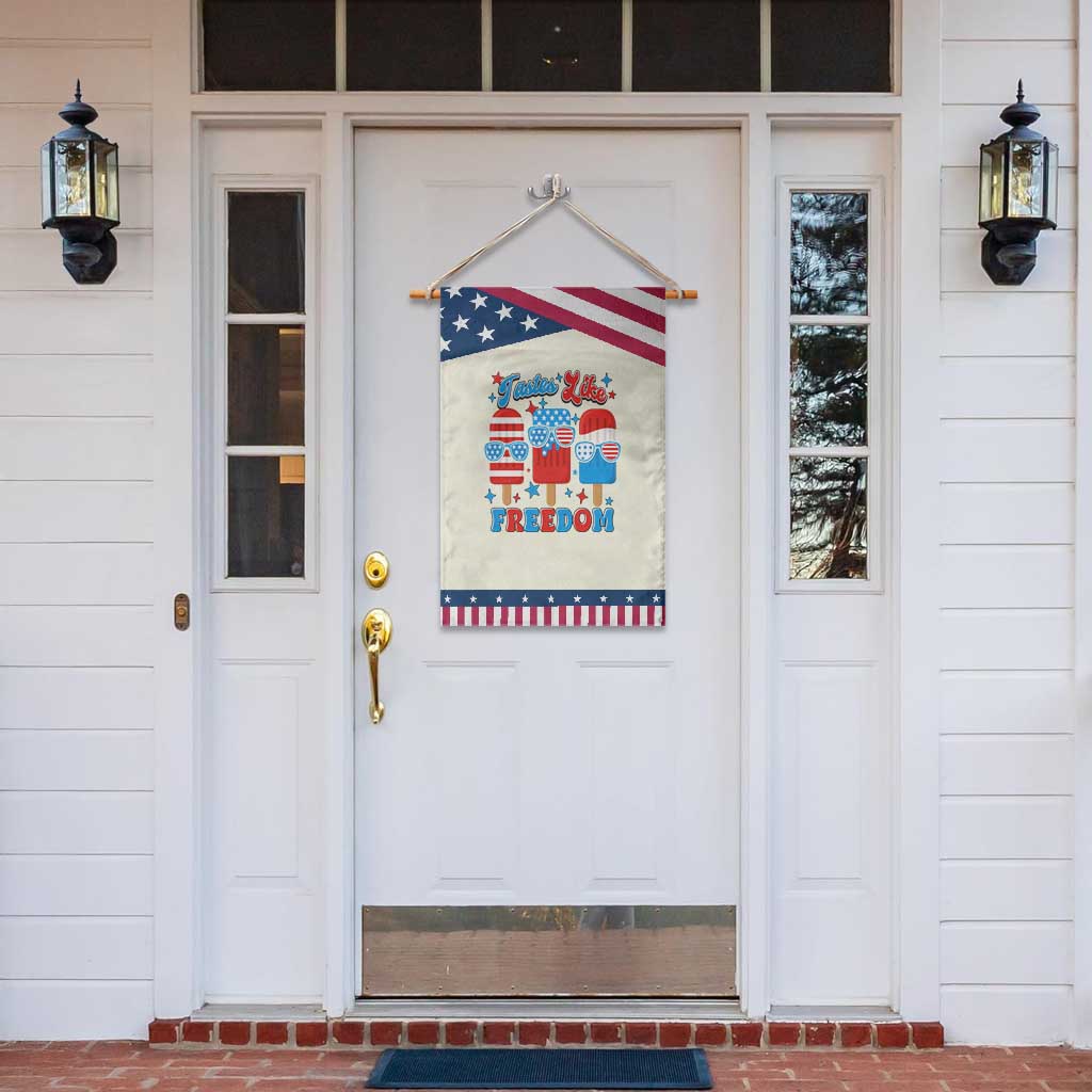 4th of July American Flag Popsicle Garden Flag Tastes Like Freedom Patriotic Funny