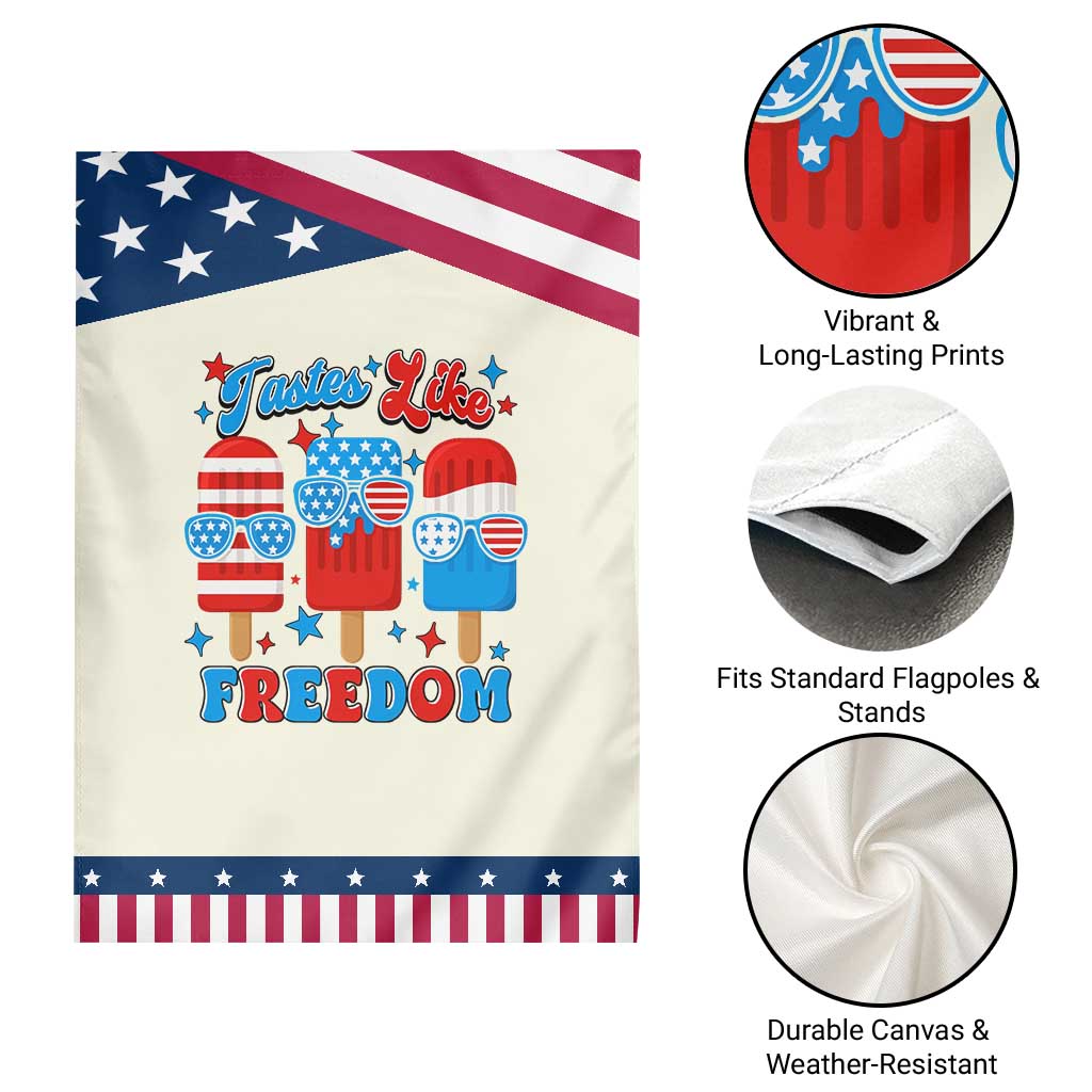 4th of July American Flag Popsicle Garden Flag Tastes Like Freedom Patriotic Funny