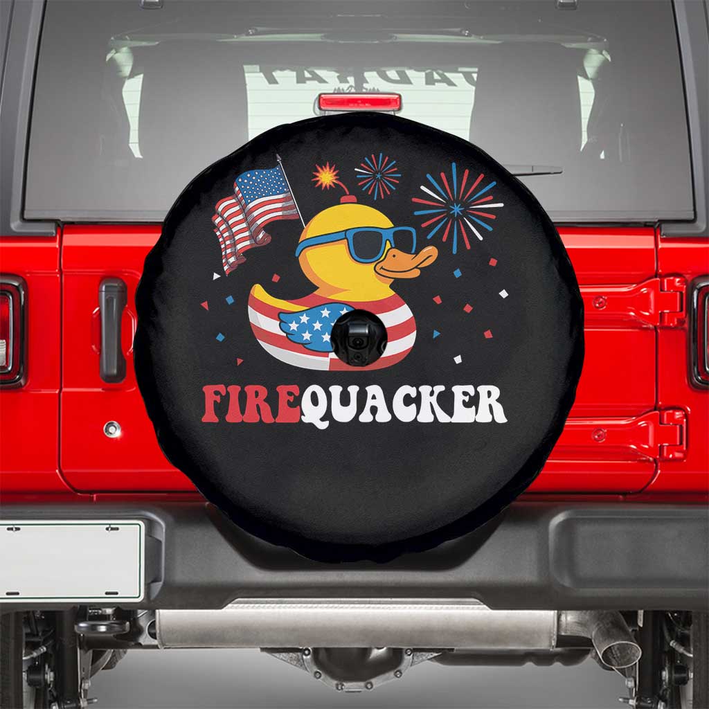 Funny July 4th Spare Tire Cover Patriotic Duck Firequacker American Flag - Wonder Print Shop