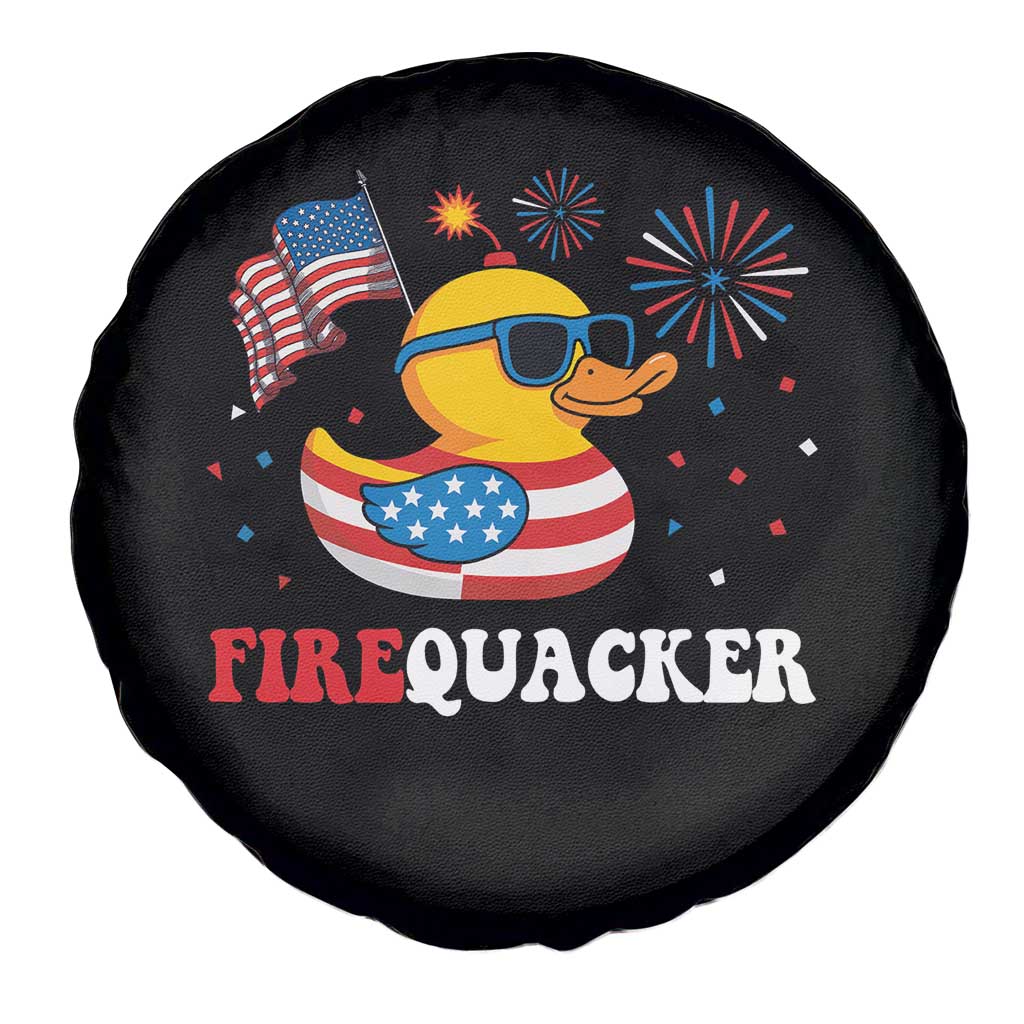 Funny July 4th Spare Tire Cover Patriotic Duck Firequacker American Flag - Wonder Print Shop