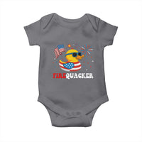 Funny July 4th Baby Onesie Patriotic Duck Firequacker American Flag - Wonder Print Shop