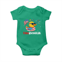 Funny July 4th Baby Onesie Patriotic Duck Firequacker American Flag - Wonder Print Shop