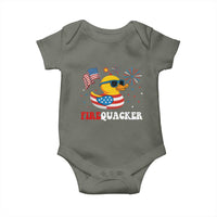 Funny July 4th Baby Onesie Patriotic Duck Firequacker American Flag - Wonder Print Shop