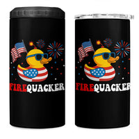 Funny July 4th 4 in 1 Can Cooler Tumbler Patriotic Duck Firequacker American Flag - Wonder Print Shop