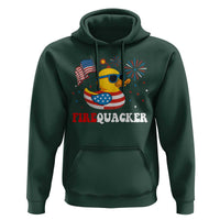 Funny July 4th Hoodie Patriotic Duck Firequacker American Flag - Wonder Print Shop
