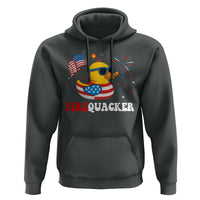 Funny July 4th Hoodie Patriotic Duck Firequacker American Flag - Wonder Print Shop