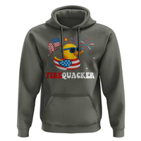 Funny July 4th Hoodie Patriotic Duck Firequacker American Flag - Wonder Print Shop